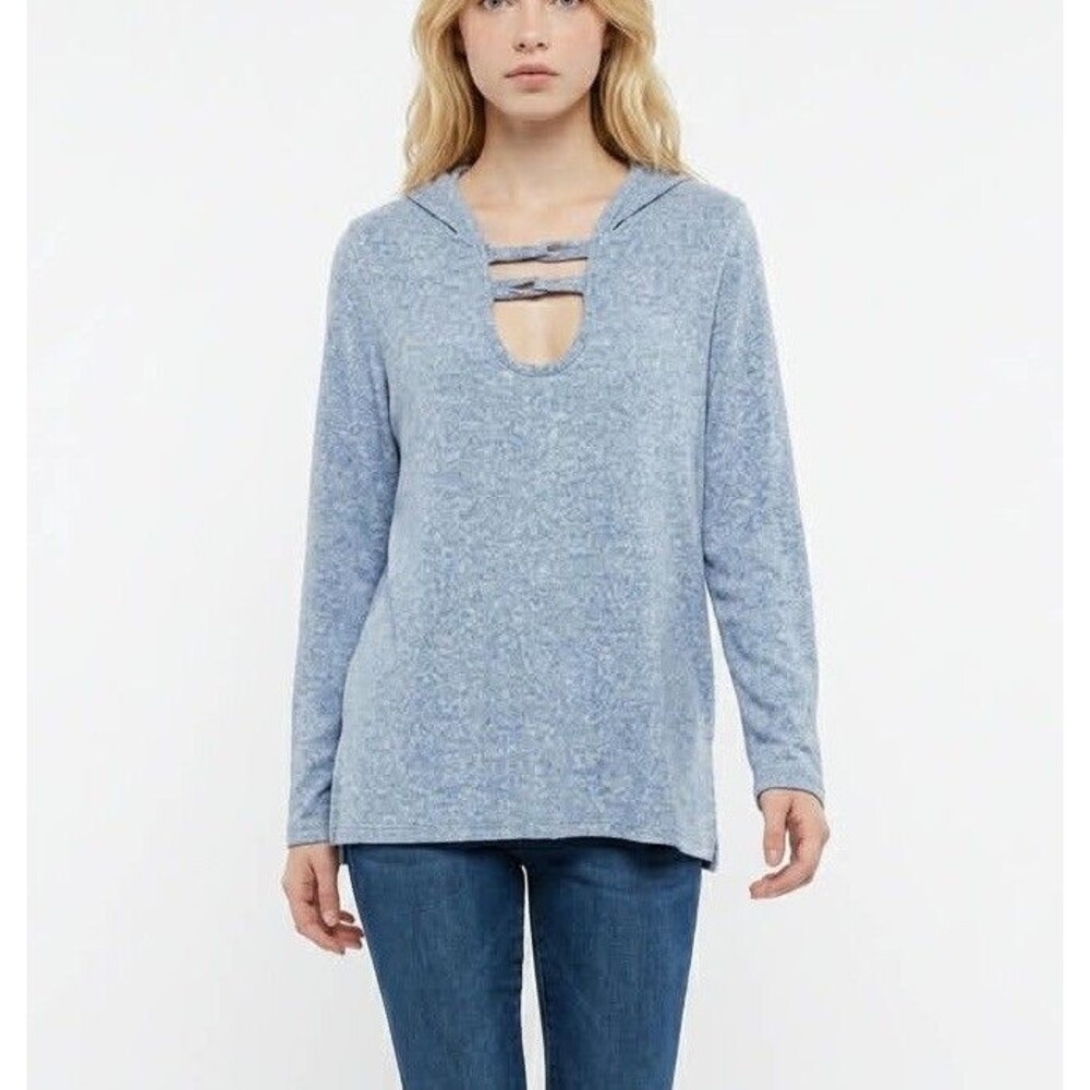 Women’s Sweatshirt Large Hoodie Blue Long Sleeve Poof New York
